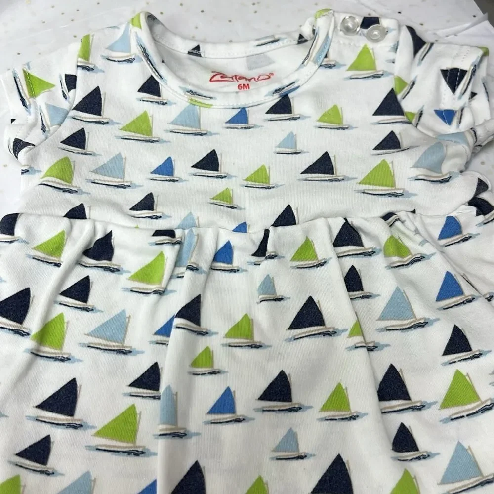 Zutano knit dress with sailboats EUC size 6 m
